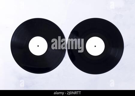 Draufsicht Vinyl-Scheiben. Hohe Qualität und Auflösung schönes Fotokonzept Stockfoto