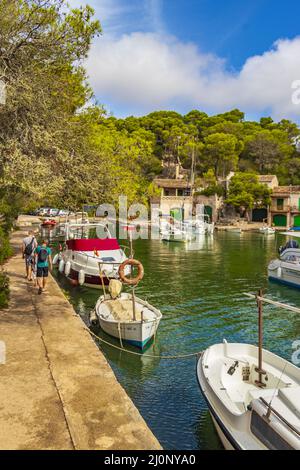 Panoramablick auf die Bucht Marina Cala Figuera Mallorca Spanien. Stockfoto