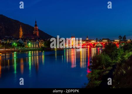 Panoramablick auf die Heidelberger Altstadt Stockfoto