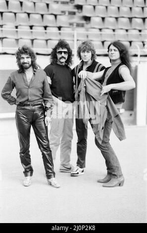 Black Sabbath in Spanien Teil ihrer Europatour.(Bild) Heavy Metal Gruppe Black Sabbath (im Uhrzeigersinn) Geezer Butler, Tony Iommi, Bill ward und Ian Gillan. 14.. September 1983 Stockfoto