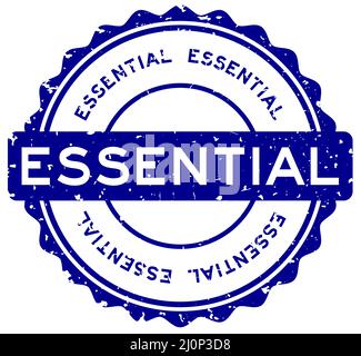 Grunge blau Essential Wort rund Gummi Siegel Stempel auf weißem Hintergrund Stock Vektor