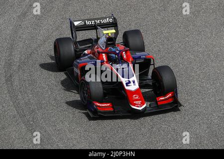 21 WILLIAMS Calan (aus), Trident, Dallara F2, Aktion während des 1.. Rennens der FIA Formel 2 Meisterschaft 2022 vom 18. Bis 20. März 2022 auf dem Bahrain International Circuit, in Sakhir, Bahrain - Foto: Xavi Bonilla/DPPI/LiveMedia Stockfoto