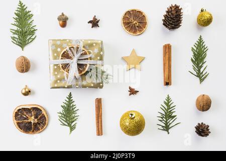 Setzen Sie verschiedene weihnachtsdekorationen . Hohe Qualität und Auflösung schönes Fotokonzept Stockfoto