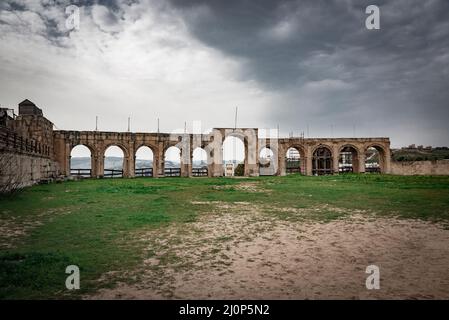 Jerash A una distancia de 48 kilómetros al norte de la Capital Jordania, Amman se encuentra Una ciudad conocida por la ciudad Grecorromana Stockfoto