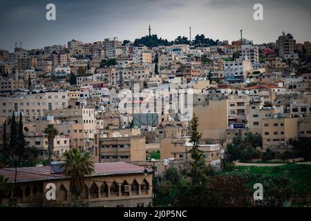 Jerash A una distancia de 48 kilómetros al norte de la Capital Jordania, Amman se encuentra Una ciudad conocida por la ciudad Grecorromana Stockfoto