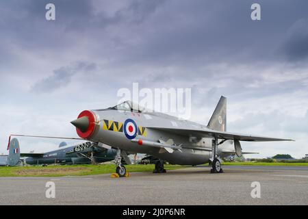 BAC / English Electric Lightning F53 ZF580, Cornwall Aviation Center. Stockfoto