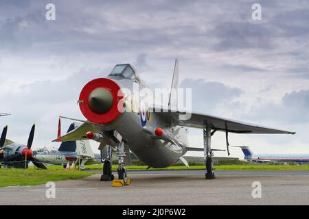 BAC / English Electric Lightning F53 ZF580, Cornwall Aviation Center. Stockfoto