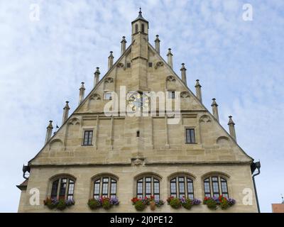 Giebel des Rathauses in der Altstadt, Weissenburg von Bayern, Franken, Bayern, Deutschland Stockfoto
