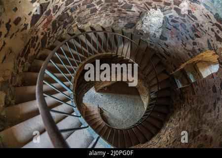 Wendeltreppe im Schloss Hengebach Stockfoto