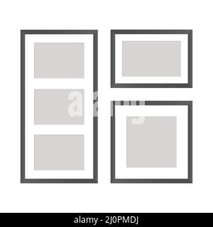 Sammlung von schwarzen Rahmen, schwarzen Fotorahmen. Stock Vektor