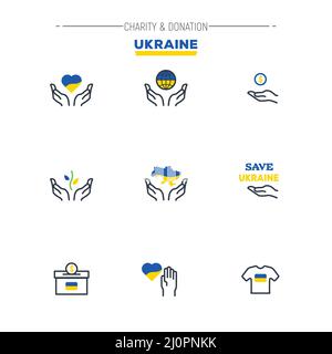Wohltätigkeitsorganisation und Spende Ukraine Stock Vektor