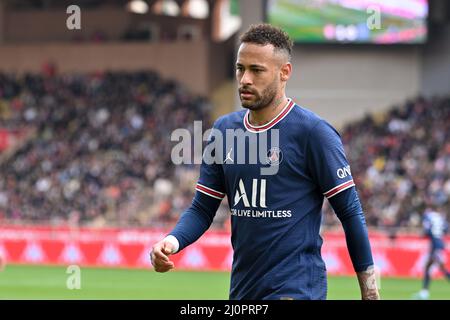 Monaco, Monaco. 20. März 2022. Neymar - AS Monaco gegen PSG in Monaco, am 20. märz 2022. (Foto: Lionel Urman/Sipa USA) Quelle: SIPA USA/Alamy Live News Stockfoto