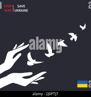 Menschliche Hände mit Tauben in der Ukraine Stock Vektor