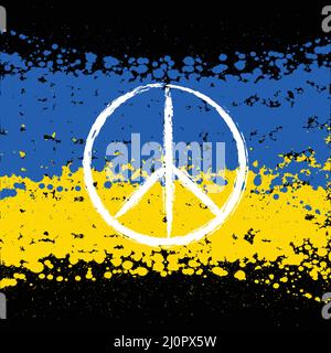 Grunge blots Ukraine Flagge Frieden Stock Vektor