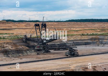 Braunkohle im Tagebau Hambach Stockfoto