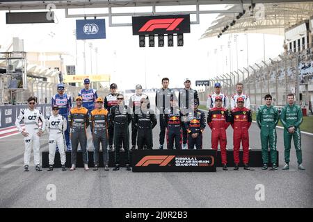 Fahrer piloten offizielles Bild während des Formel 1 Gulf Air Bahrain Grand Prix 2022, 1. Runde der FIA Formel 1 Weltmeisterschaft 2022, auf dem Bahrain International Circuit, vom 18. Bis 20. März 2022 in Sakhir, Bahrain - Foto: Xavi Bonilla/DPPI/LiveMedia Stockfoto