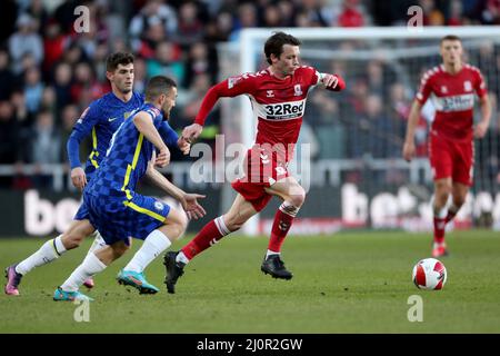 MIDDLESBROUGH, GROSSBRITANNIEN. MÄR 19. Jonathan Howson von Middlesbrough während des FA Cup-Spiels zwischen Middlesbrough und Chelsea im Riverside Stadium, Middlesbrough, am Samstag, 19.. März 2022. (Kredit: Mark Fletcher | MI News) Kredit: MI Nachrichten & Sport /Alamy Live News Stockfoto