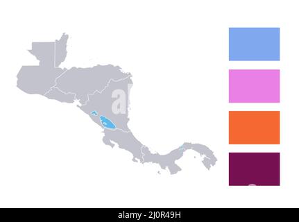 Infografiken der Zentralamerika-Karte, einzelne Bundesstaaten, leer Stockfoto