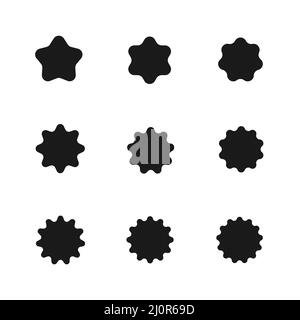 Set von schwarzen Starburst-Symbolen auf weißem Hintergrund Stock Vektor