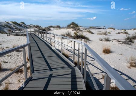 Eine sehr lange Promenade im White Sands NP, New Mexico Stockfoto