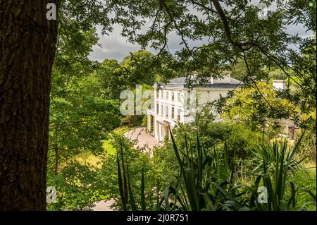 08-06-2021. Devon, Großbritannien. Agatha Christie's Greenway House. Ehemaliges Ferienhaus der Buchautorin Agatha Christie. Greenway House and Garden. Stockfoto