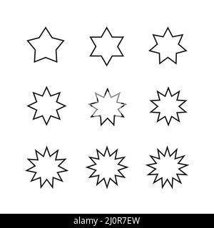 Set von schwarzen Starburst-Symbolen auf weißem Hintergrund Stock Vektor