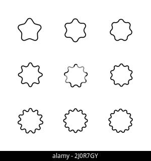 Set von schwarzen Starburst-Symbolen auf weißem Hintergrund Stock Vektor