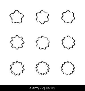 Set von schwarzen Starburst-Symbolen auf weißem Hintergrund Stock Vektor