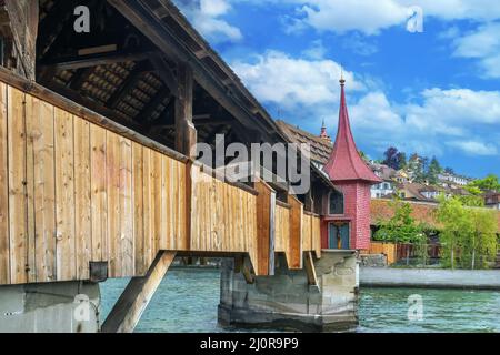 Spreuer Brücke in Luzern, Schweiz Stockfoto