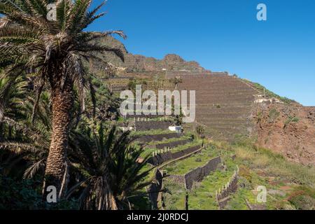 Landschaftsansicht vom Wanderweg zwischen Hermigua und Agulo auf La Gomera Stockfoto