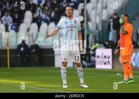 TURIN, ITALIEN. 20. MÄRZ 2022. Milan Djuric von US Salernitana 1919 während des Spiels zwischen Juventus FC und US Salernitana 1919 am 20. März 2022 im Allianz Stadium in Turin, Italien. Kredit: Massimiliano Ferraro/Medialys Images/Alamy Live Nachrichten Stockfoto