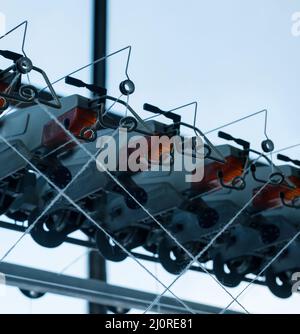 Zurückspulen Maschine in der Knitting Factory anzeigen Stockfoto