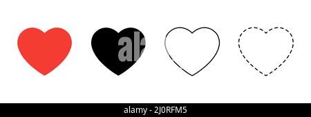 Symbol „Herzen festlegen“. Verschiedene Art Herzen Formen Kollektion. Liebe Zeichen Gruppe. Stock Vektor