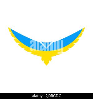 Fliegender Vogel des Friedens. Vogel in ukrainischen Flaggen Farben Stock Vektor