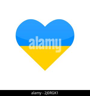 Ukrainische runde Flagge in Herzform. Symbol der nationalen ukrainischen kreisförmigen Flagge. Stock Vektor