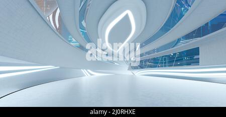 Futuristisches, stromlinides Raumdesign Stockfoto