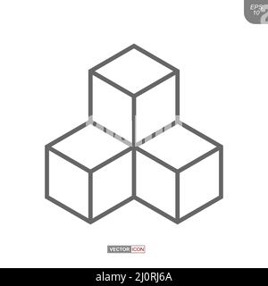 Symbol für Vektorwürfel. Symbol für Websites und Anwendungen. Leer, Kontur. Stock Vektor