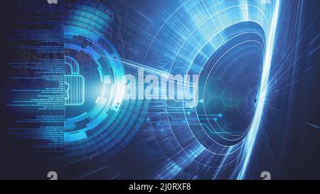 Datensicherheit im Cyberspace-Tunnel, Cloud Computing, Cybersecurity-Konzept Stockfoto
