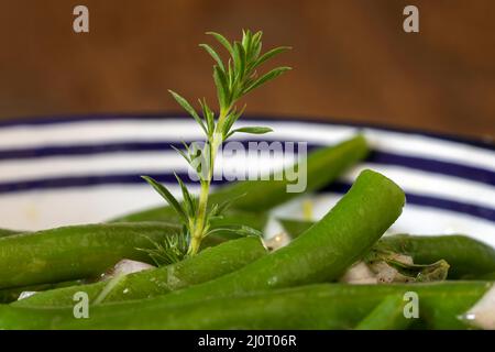 Salat aus grünen Bohnen Stockfoto