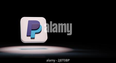 PayPal-Logo-Symbol auf schwarzem Hintergrund Stockfoto