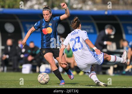 Mailand, Italien. 20. März 2022. Gloria Marinelli (#7 Inter) während des Serie-A-Frauenmatches zwischen dem FC Internazionale und dem UC Sampdoria im Suning Sports Center in Mailand, Italien Cristiano Mazzi/SPP Credit: SPP Sport Press Photo. /Alamy Live News Stockfoto