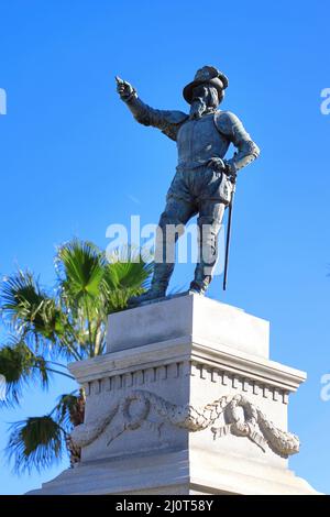 Die Statue von Juan Ponce de León in der Altstadt von St.Augustin.Florida.USA Stockfoto