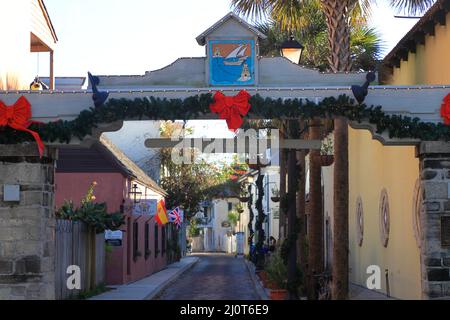 Aviles Street die älteste Straße der Nation in der Altstadt von St.Augustine.Florida.USA Stockfoto