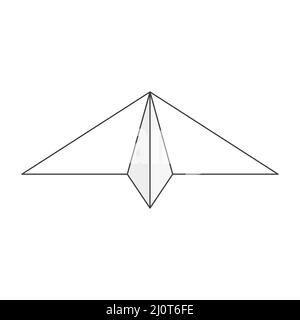 Papierlinie Flugzeug. Nachricht wird gesendet, lineares Symbol. Vektor auf Weiß isoliert. Stock Vektor