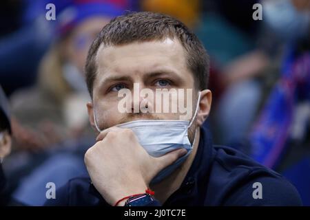 Sankt Petersburg, Russland. 20. März 2022. Fan gesehen während der Kontinental Hockey League, Gagarin Cup, KHL 2021/22 zwischen SKA Sankt Petersburg und Spartak Moskau im Ice Sports Palace. (Endergebnis; SKA Saint Petersburg 2:1 Spartak Moscow) Credit: SOPA Images Limited/Alamy Live News Stockfoto