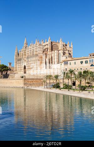 Kathedrale Catedral de Palma de Mallorca La Seu Kirche Architektur Urlaub Reise Porträt in Spanien Stockfoto