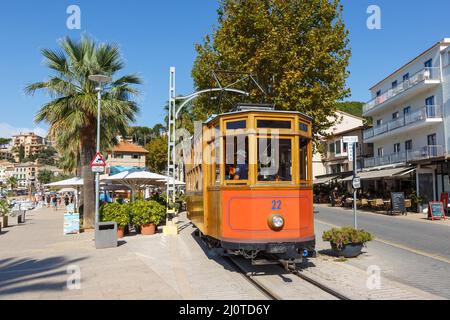 Historische Straßenbahn Tram Tranvia de Soller öffentlichen Verkehrsmitteln Verkehr in Mallorca in Spanien Stockfoto