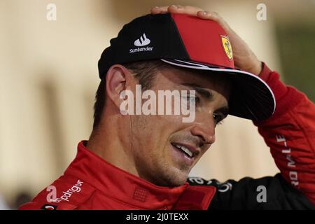 Bahrain International Circuit, Sakhir, Bahrain am 20. März 2022 Gewinner Charles Leclerc 16 (MO), Scuderia Ferrari F1-75during die FORMEL 1 GULF AIR BAHRAIN GRAND PRIX 2022, Eleanor Hoad Credit: Every Second Media/Alamy Live News Stockfoto