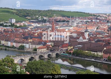 Haupt- und Altstadt in WÃ¼rzburg Stockfoto