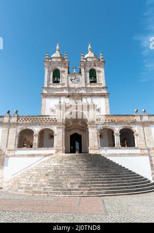 Das berühmte Santuario de Nossa Senhora , Heiligtum unserer Dame Wahrzeichen. Nazare Stadt Portugal Stockfoto